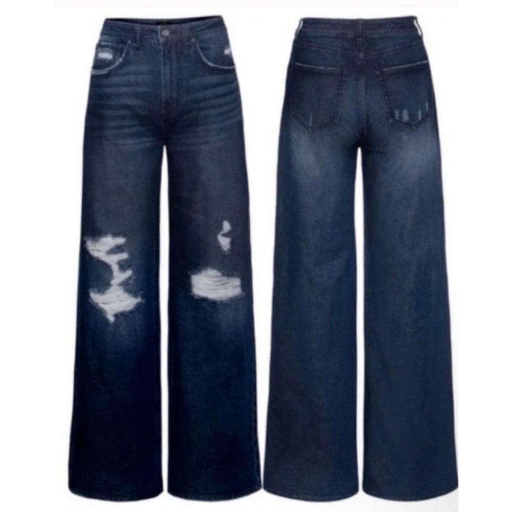 AFRM Luz High Waist Wide Leg Jeans Distressed 27 & 29